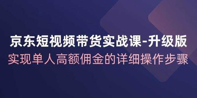 京东短视频带货实战课升级版-天涯网