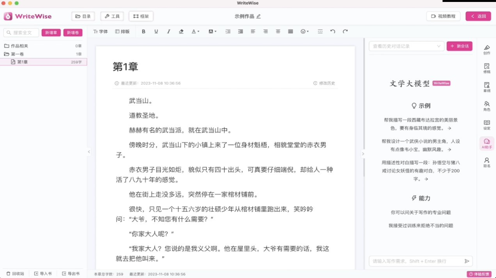 WriteWise - AI小说网文写作工具 v1.0.3 绿色便携版-天涯网